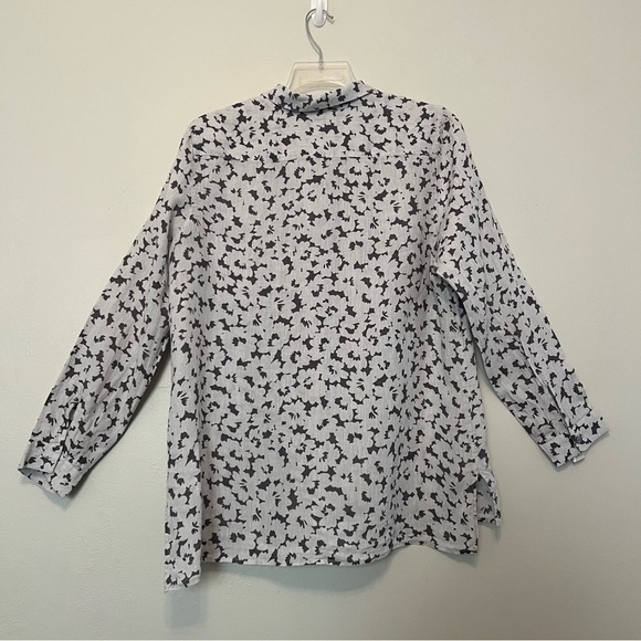 J.jill Love Linen Essential Shirt Womens Large Gray Floral Button‎ Up - Picture 11 of 14